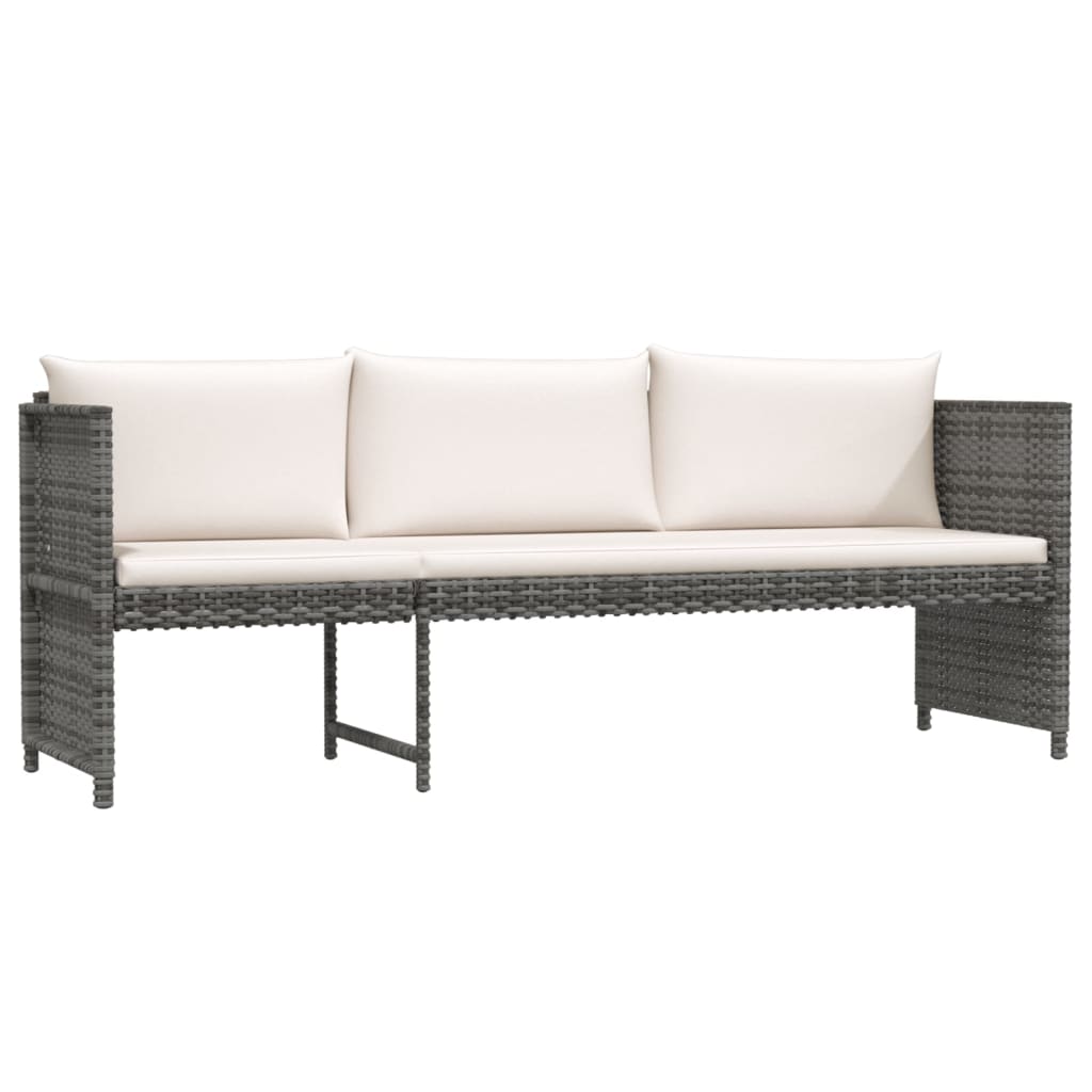6 Pcs conjunto lounge de jardim c/ almofadões vime PE cinzento