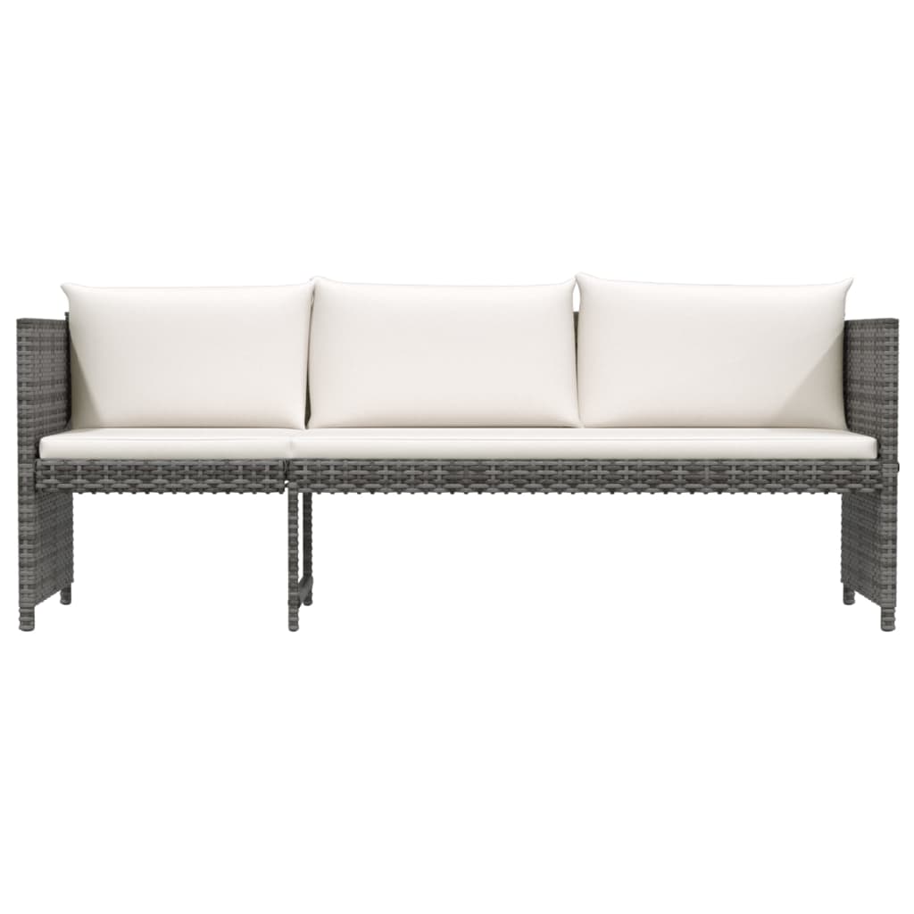 6 Pcs conjunto lounge de jardim c/ almofadões vime PE cinzento
