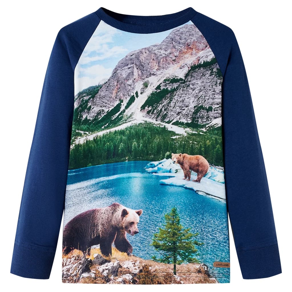 T-shirt de manga comprida para criança azul-marinho 104