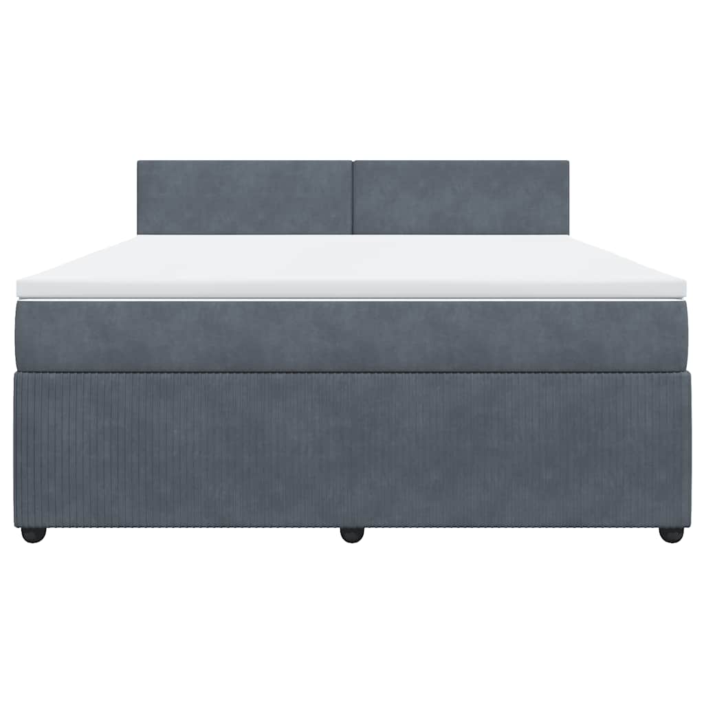 Cama com molas/colchão 180x200 cm veludo cinzento-escuro