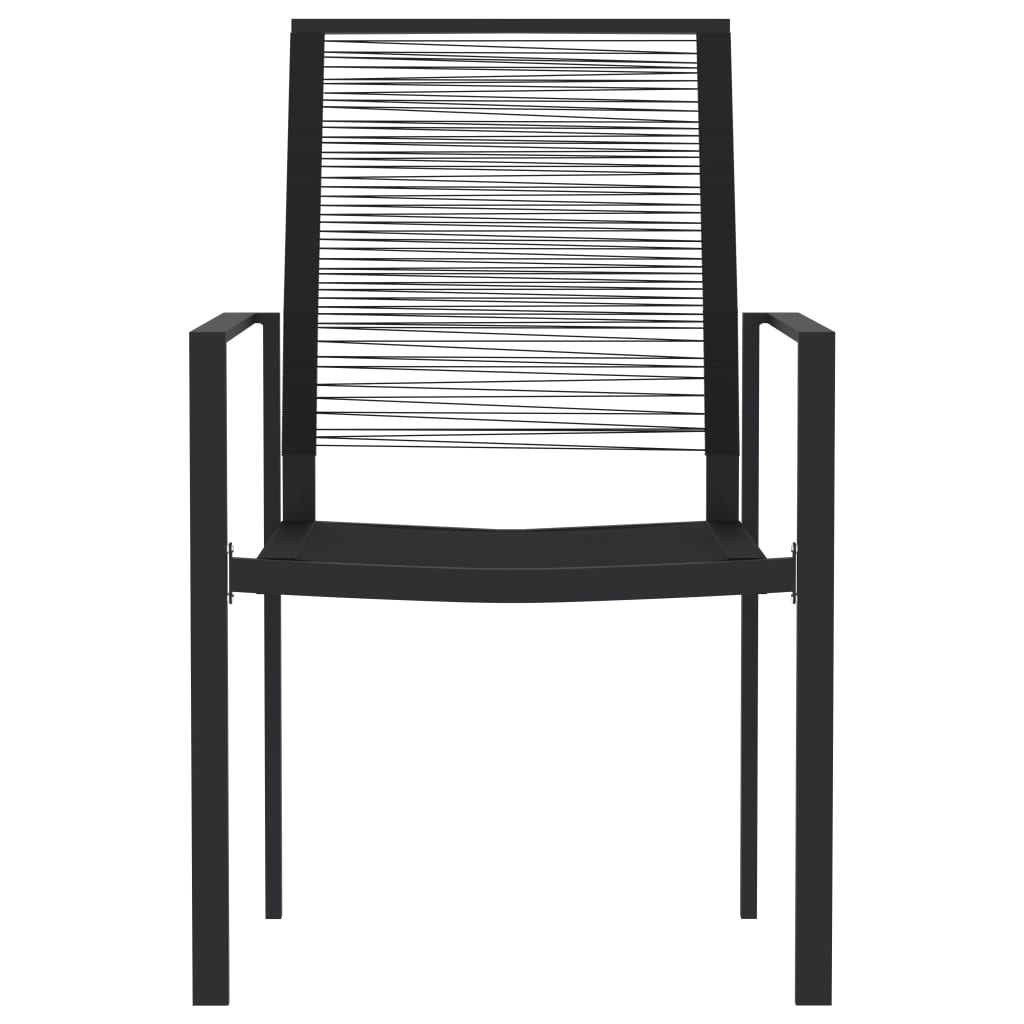 3 Pcs conjunto de jantar para jardim preto
