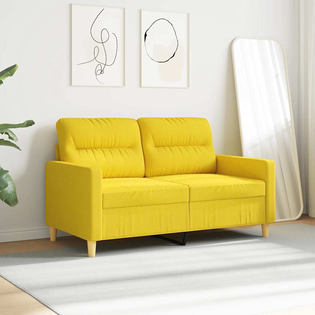 Sofá de 2 lugares 120 cm tecido amarelo-claro