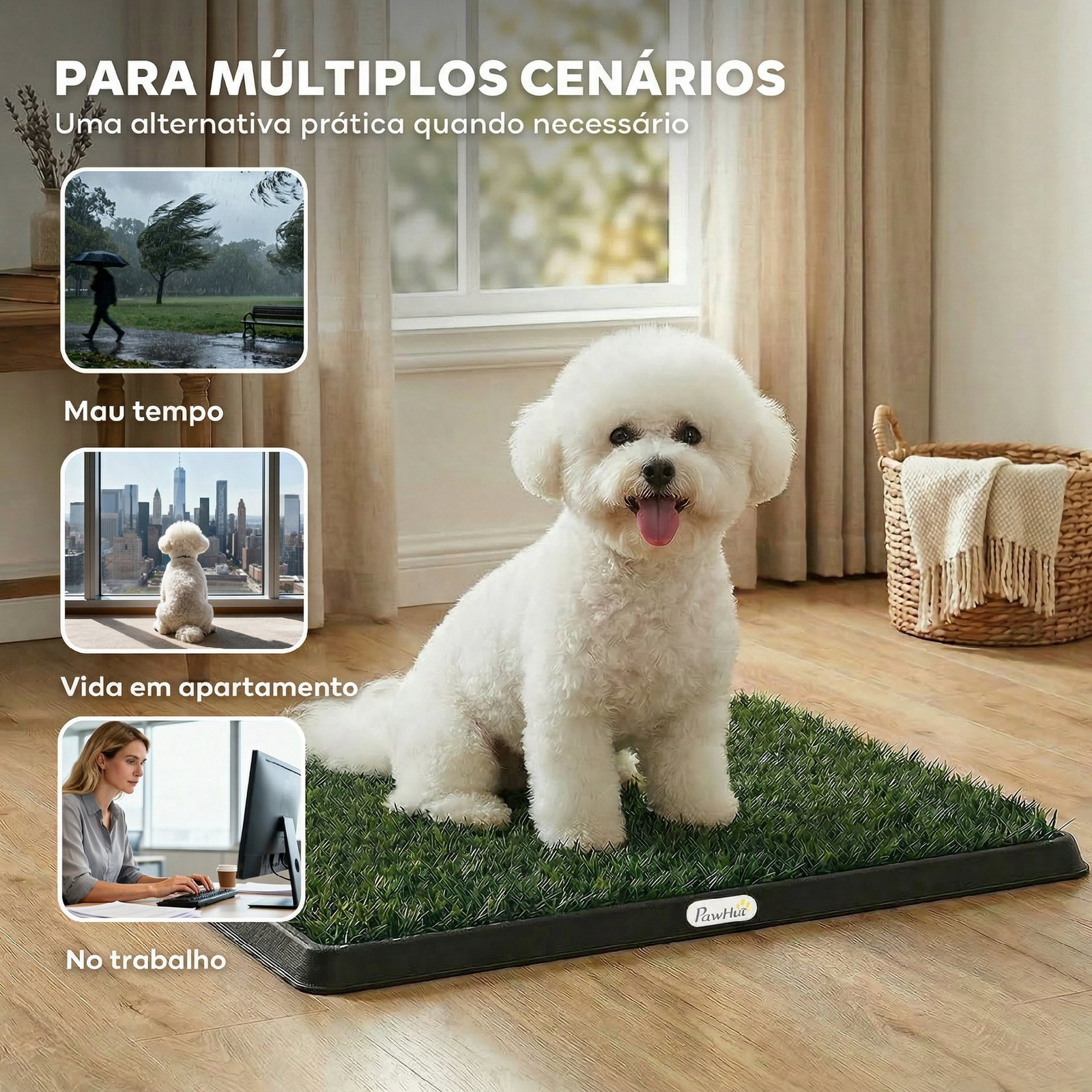 Sanita para cães com relva artificial 63x50,5 cm, tabuleiro sanitário para treino com drenagem verde