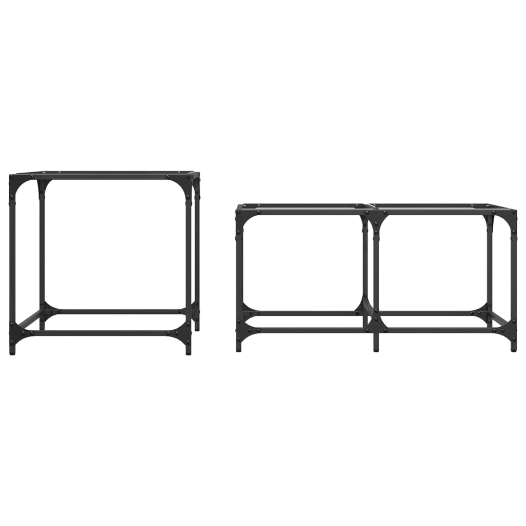 Mesas de centro encastrar 2 pcs c/ tampo vidro transparente aço