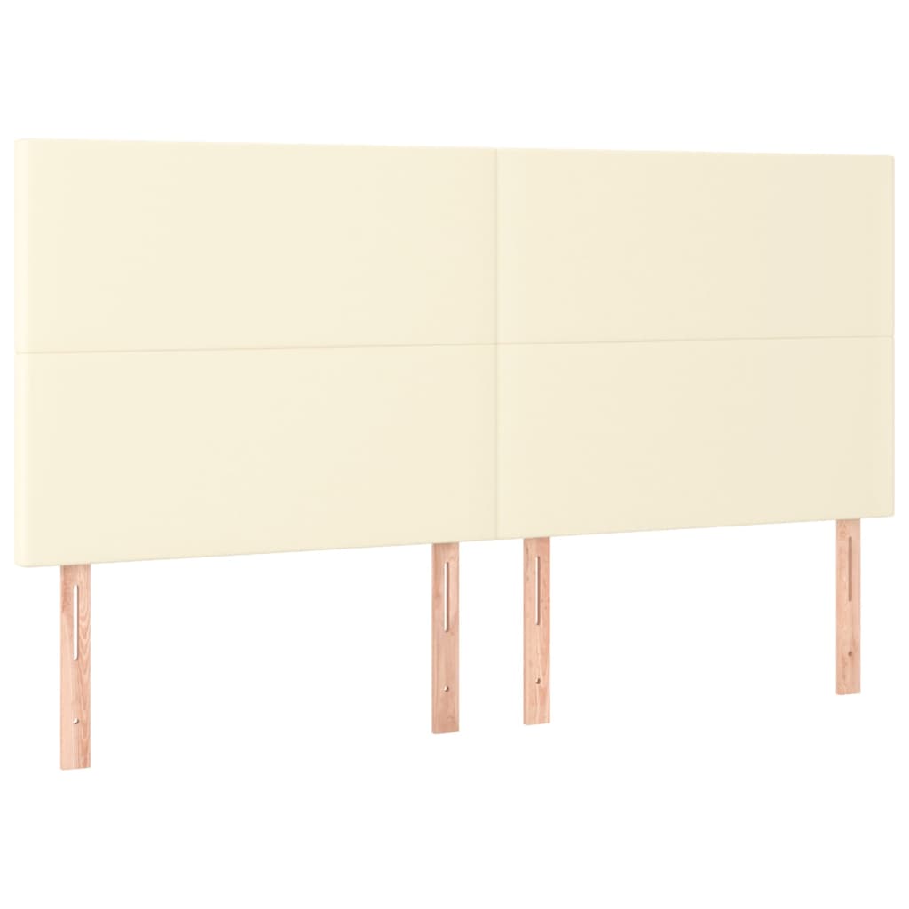 Cabeceira cama c/ LED 200x5x118/128 cm couro artificial crème