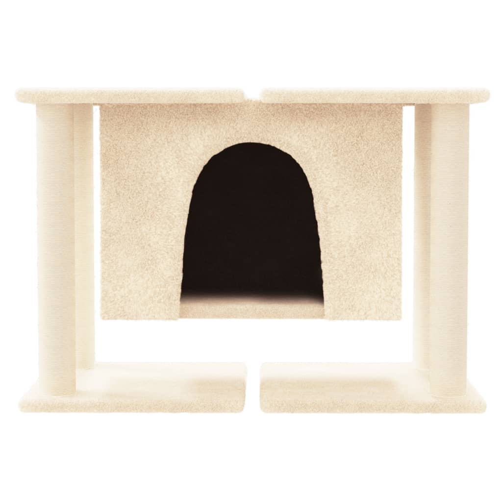 Árvore para gatos c/ postes arranhadores sisal 50 cm cor creme