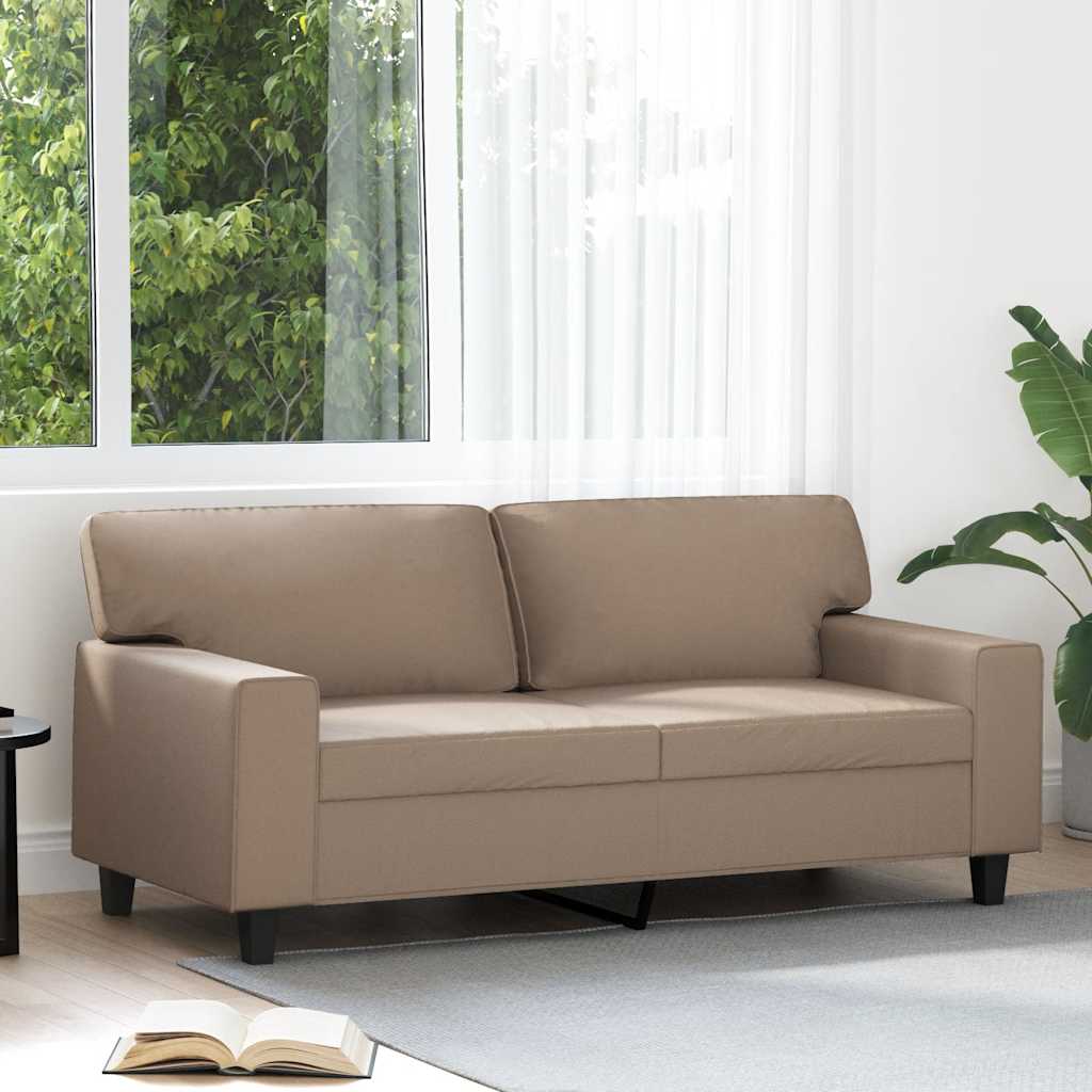Sofá de 2 lugares 140 cm couro artificial cor cappuccino