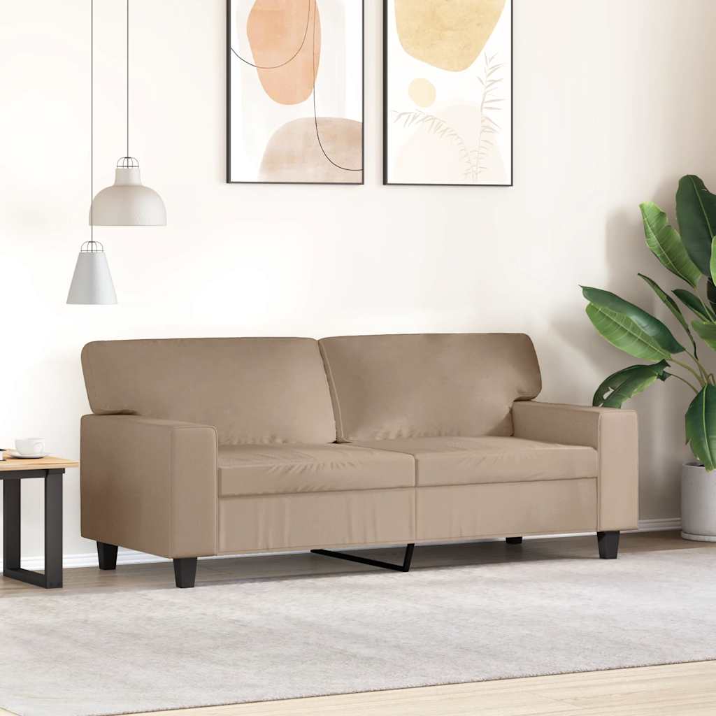 Sofá de 2 lugares 140 cm couro artificial cor cappuccino