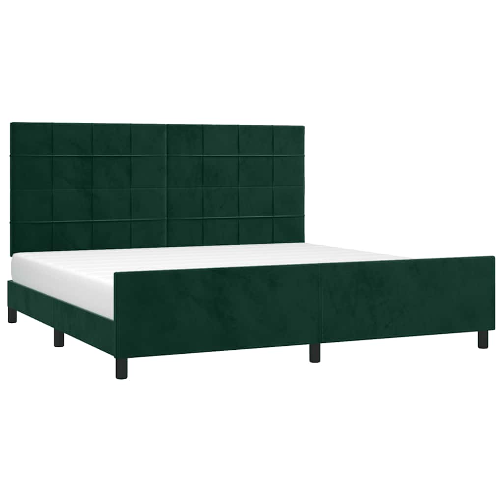 Estrutura de cama sem colchão 200x200 cm veludo verde-escuro