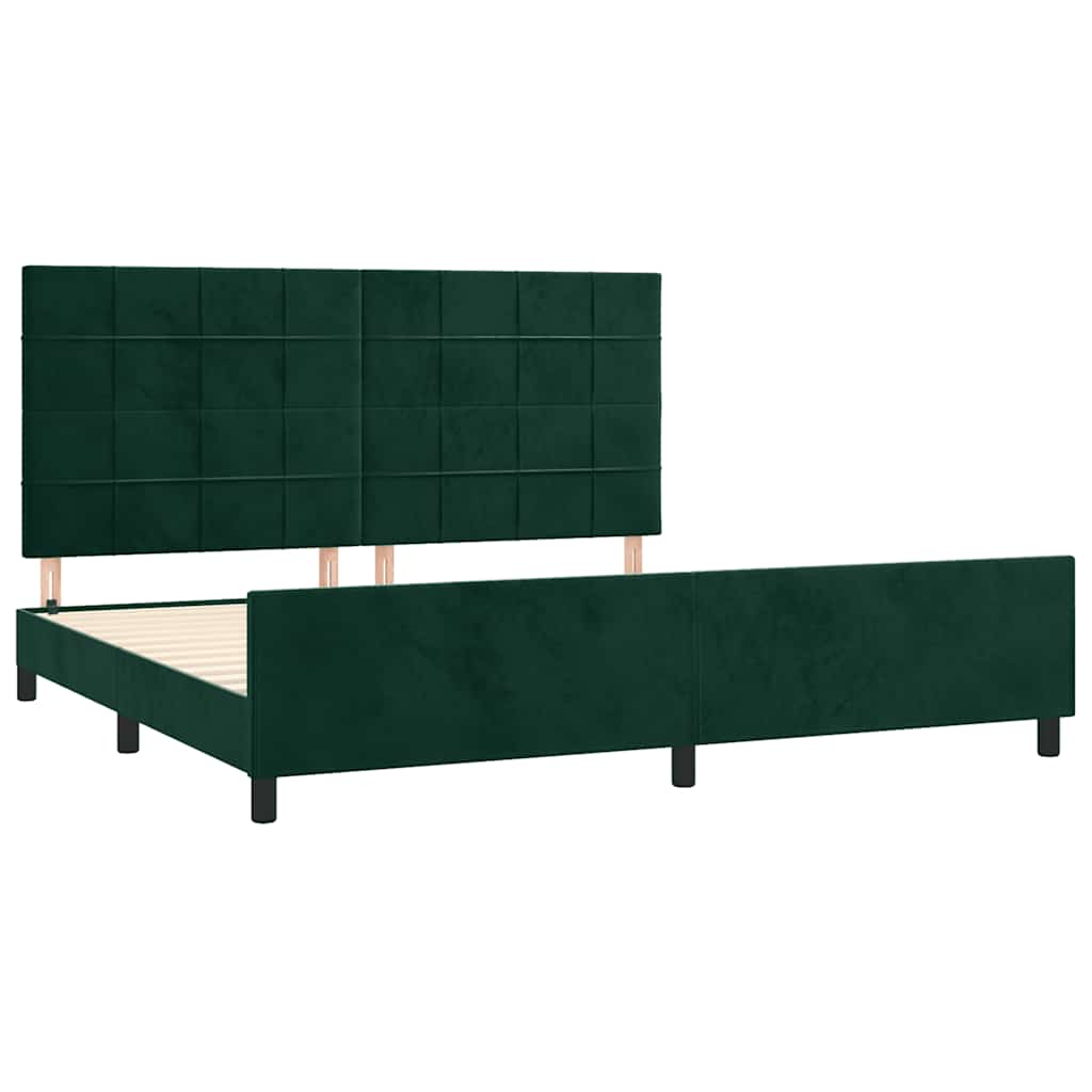 Estrutura de cama sem colchão 200x200 cm veludo verde-escuro