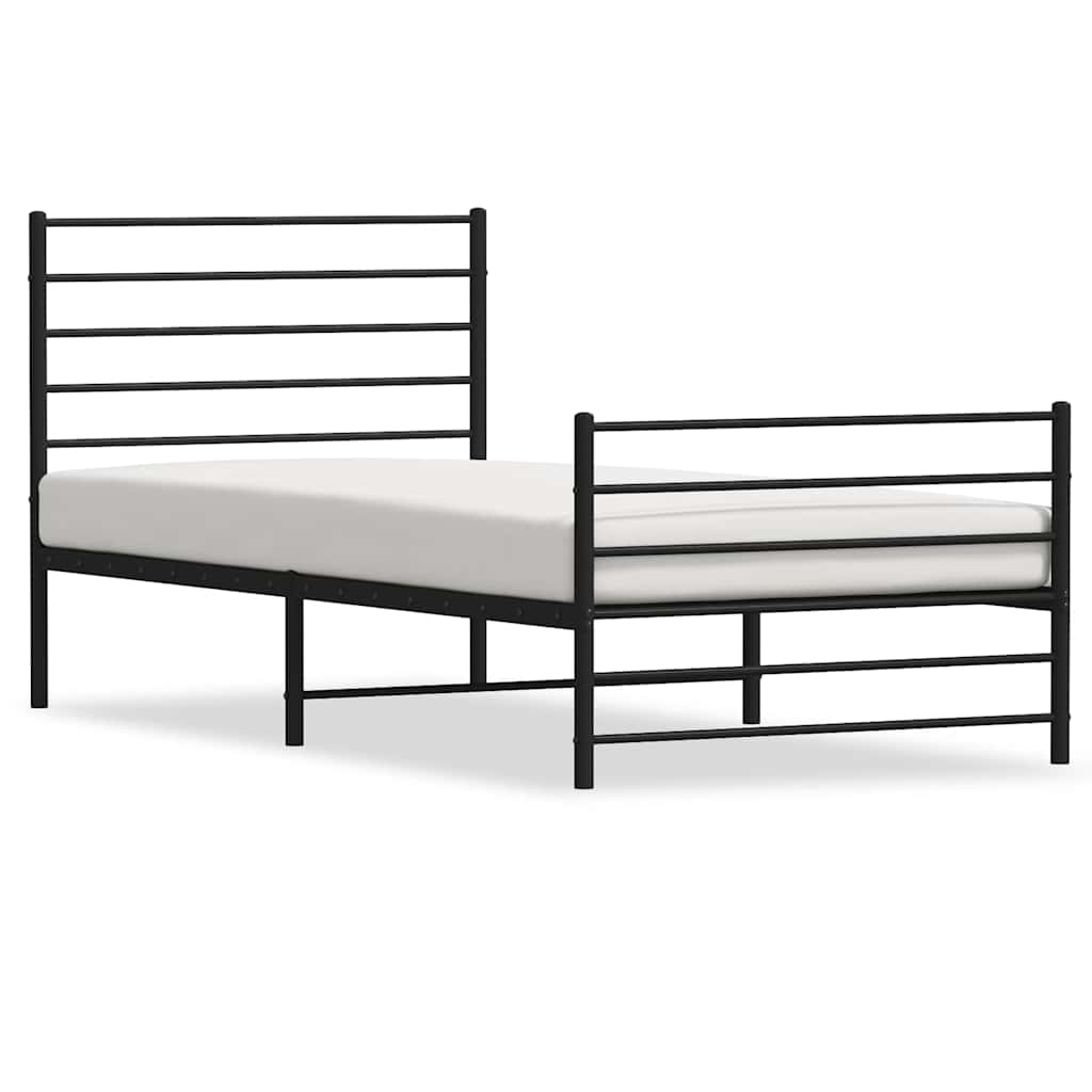 Estrutura de cama com cabeceira e pés 107x203 cm metal preto