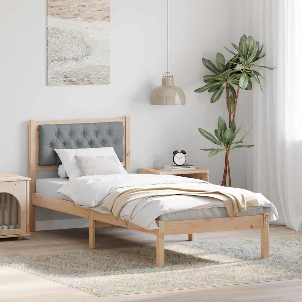 Estrutura da cama com cabeceira cinzento-claro 75 x 190 cm