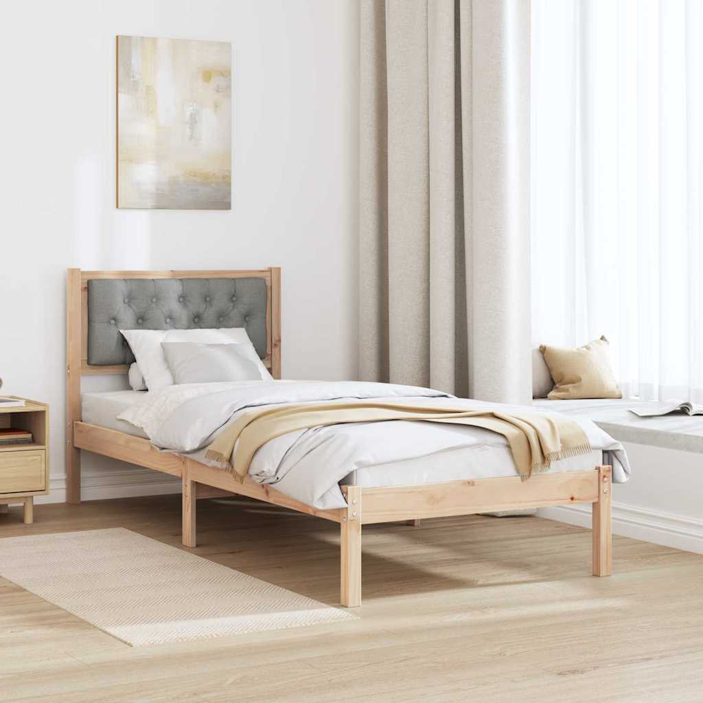 Estrutura da cama com cabeceira cinzento-claro 75 x 190 cm