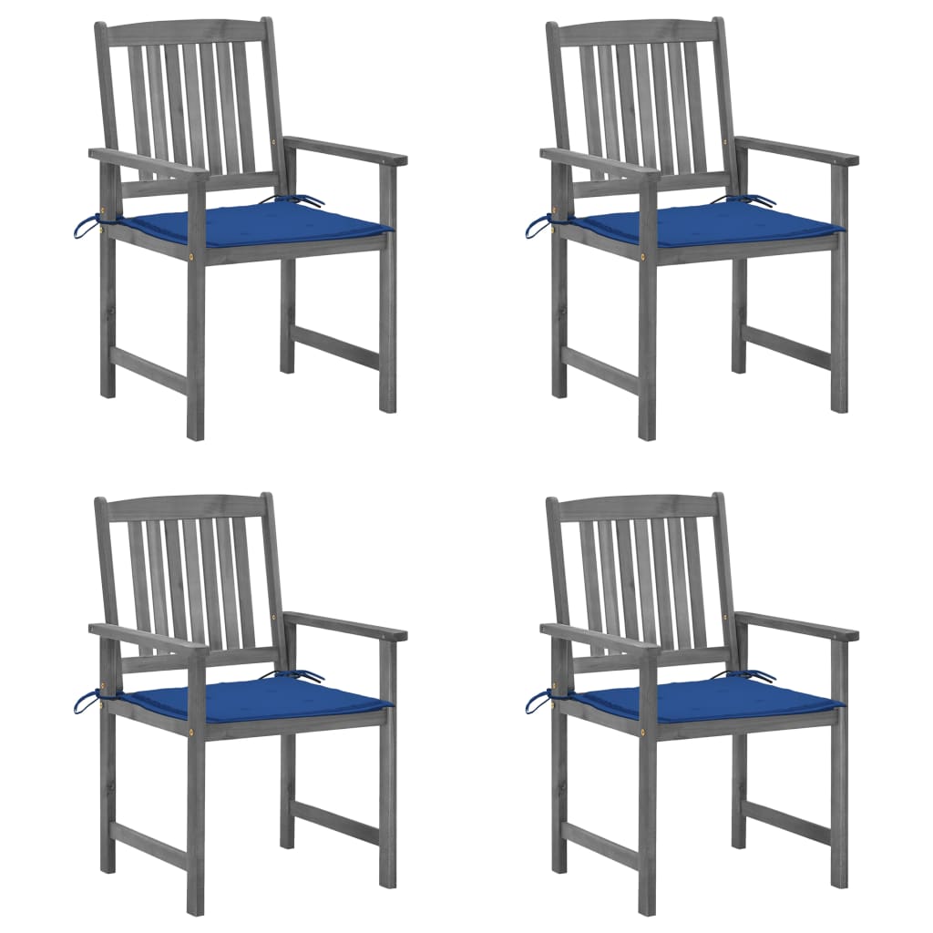 Cadeiras de jardim com almofadões 4 pcs acácia maciça cinza
