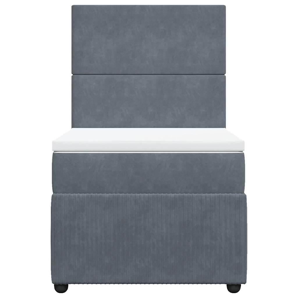 Cama com molas/colchão 80x200 cm veludo cinza-escuro