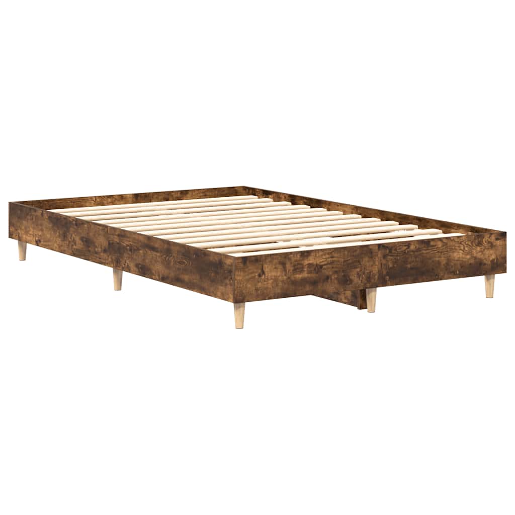 Estrutura de cama sem colchão 135x190 cm carvalho fumado