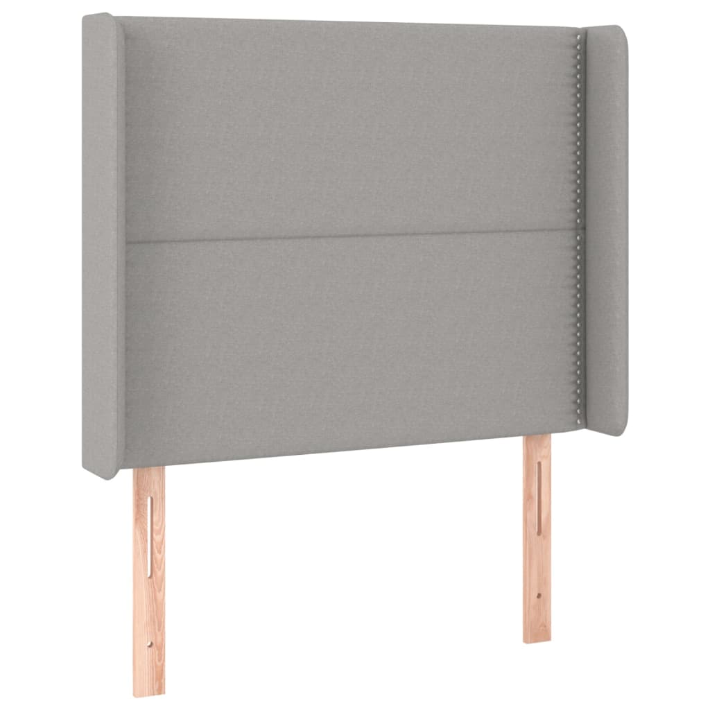 Cabeceira cama c/ luzes LED tecido 93x16x118/128 cm cinza-claro