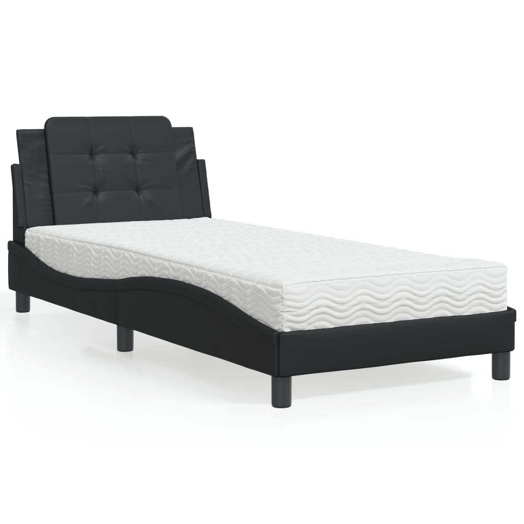 Estrutura de cama sem colchão zadar 100x200 cm couro artificial preto