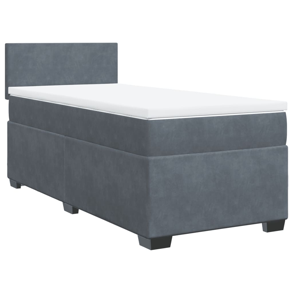 Cama com molas/colchão 90x200 cm veludo cinza-escuro