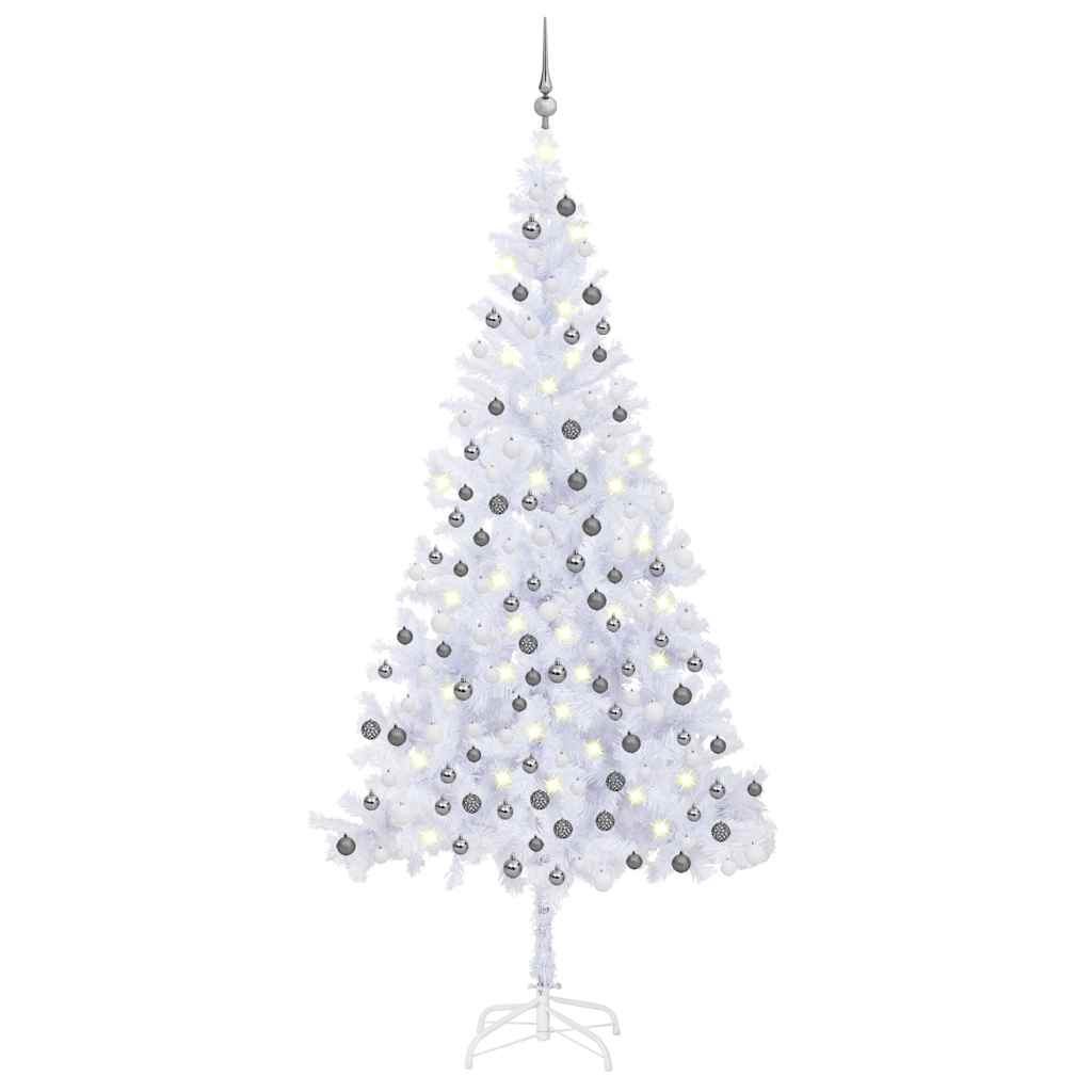Árvore de natal artificial pré-iluminada c/ bolas 910 ramos