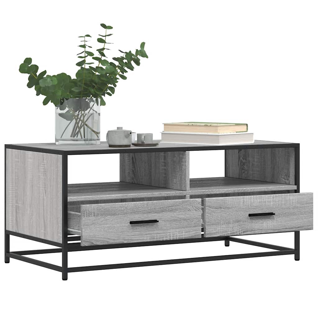 Mesa de centro 100x50x45cm derivados madeira/metal cinza sonoma