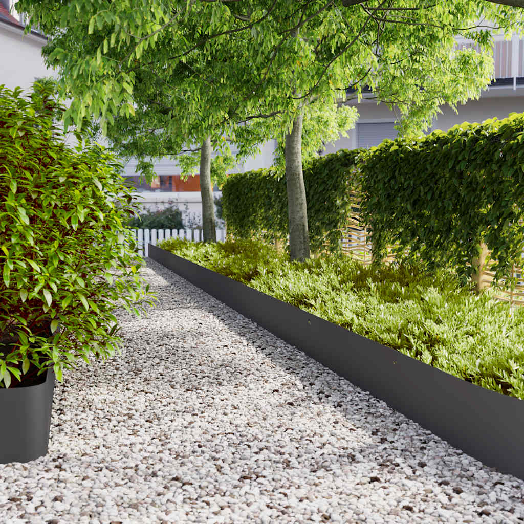 Orlas de relvado 10 pcs preto 25x103 cm aço laminado a frio