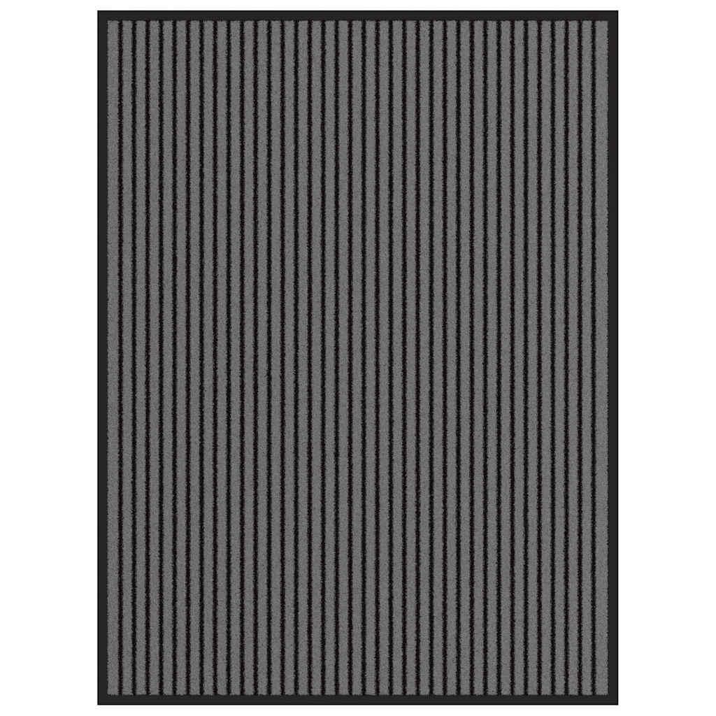 Capacho às riscas preto e cinzento 90x120 cm
