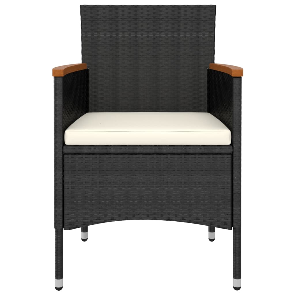 5 Pcs conjunto lounge de jardim vime PE preto