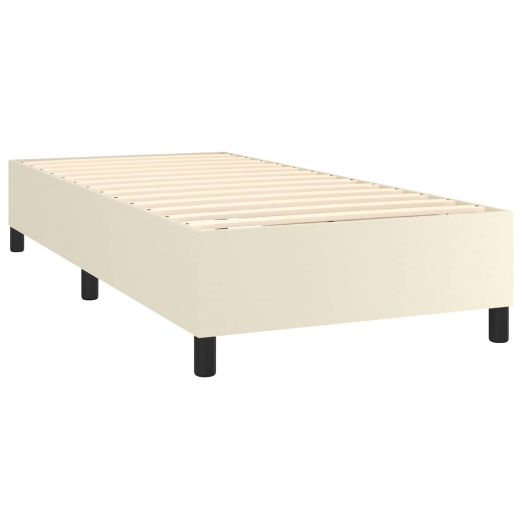 Estrutura de cama com molas 80x200 cm couro artificial cor creme