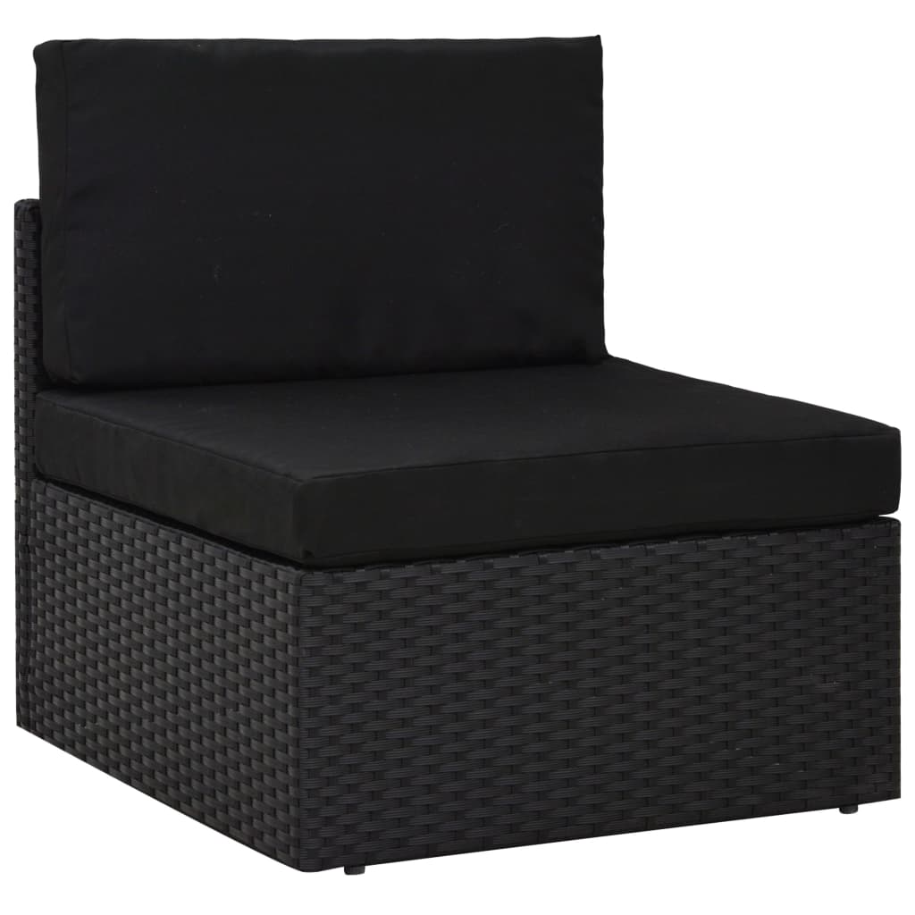 2 Pcs conjunto lounge para jardim vime PE preto
