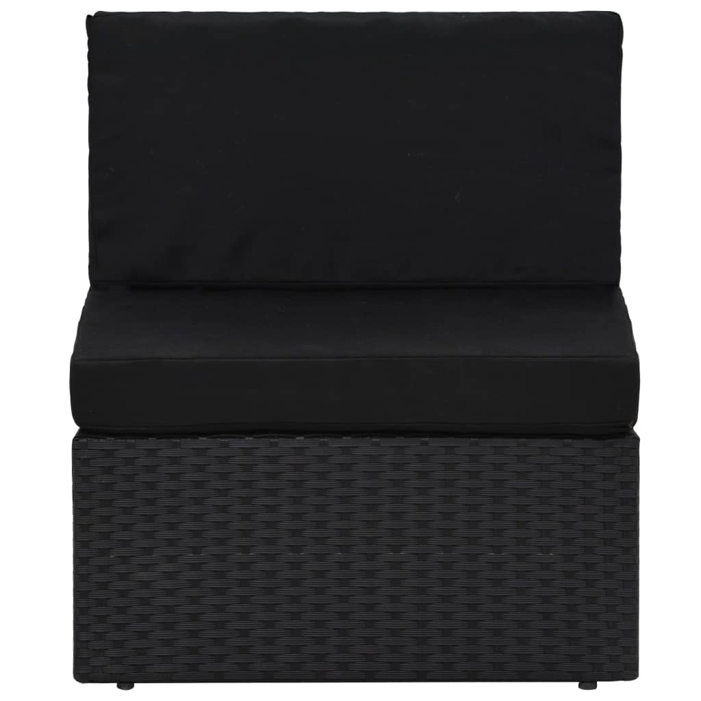 2 Pcs conjunto lounge para jardim vime PE preto