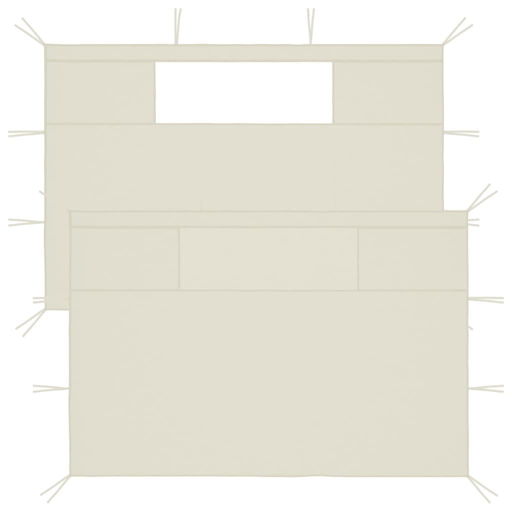 Paredes laterais para gazebo com janelas 2 pcs creme