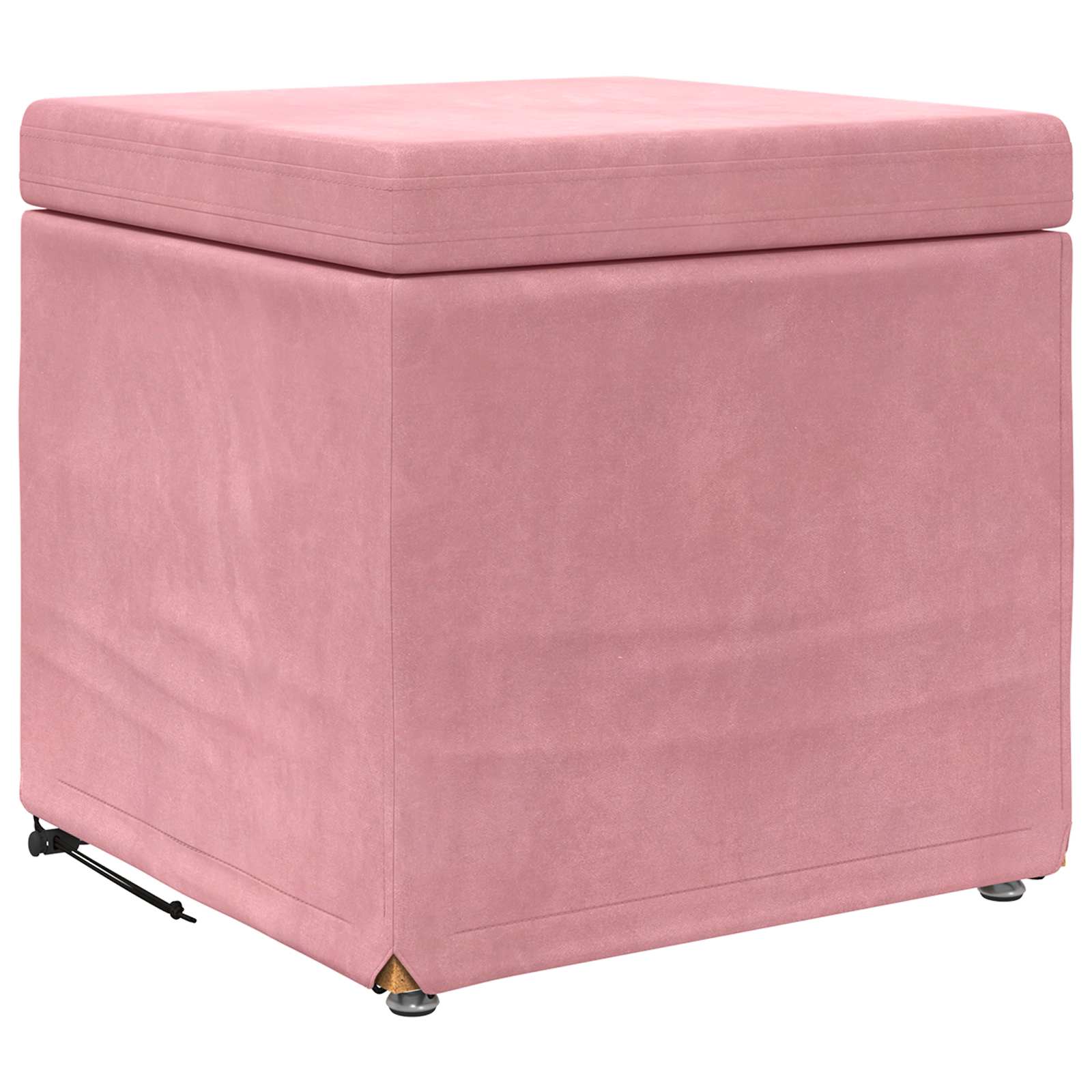 Banqueta rosa 41 x 41 x 40 cm veludo e madeira de engenharia