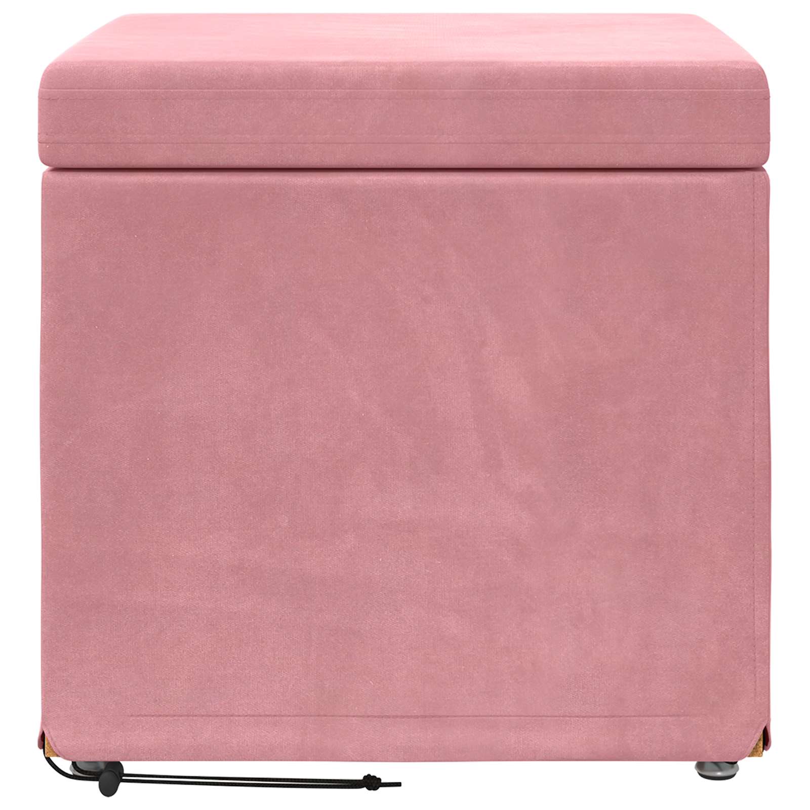 Banqueta rosa 41 x 41 x 40 cm veludo e madeira de engenharia