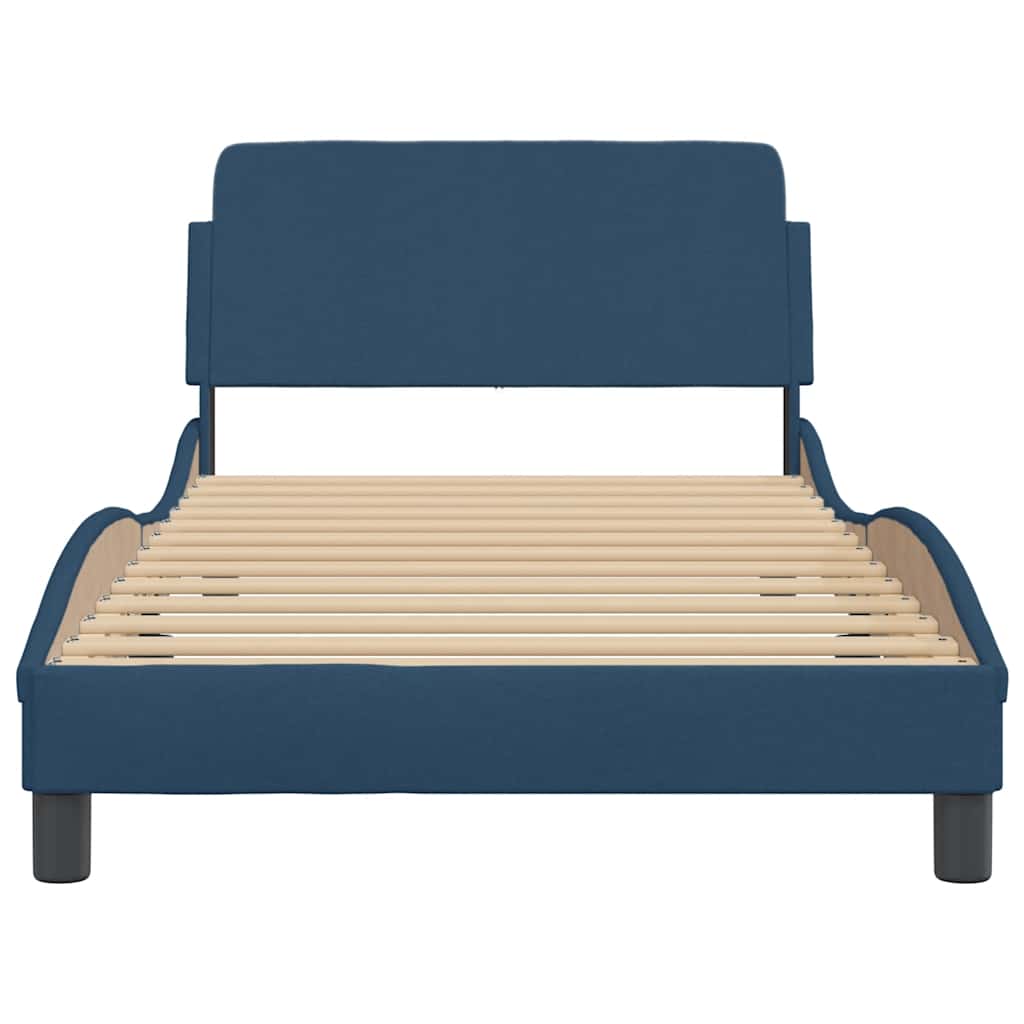 Estrutura de cama com cabeceira dover 100x200 cm tecido azul