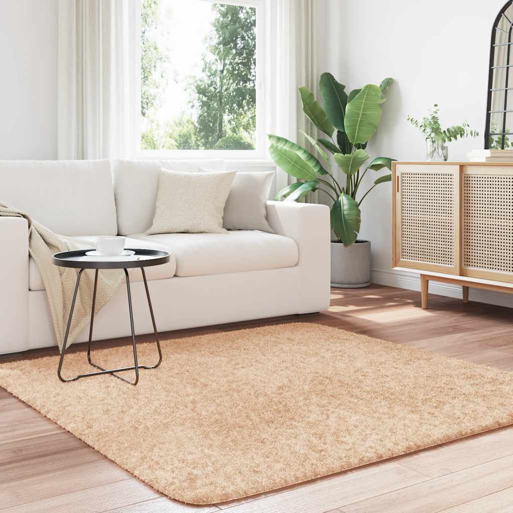 Tapete shaggy de pelo alto navarra 160x160 cm poliéster bege