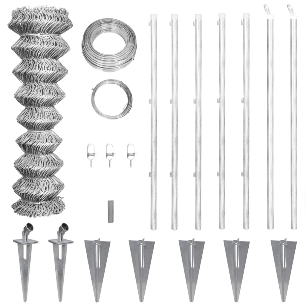 Cerca de arame com postes/espetos 15x1,5 m aço galvanizado