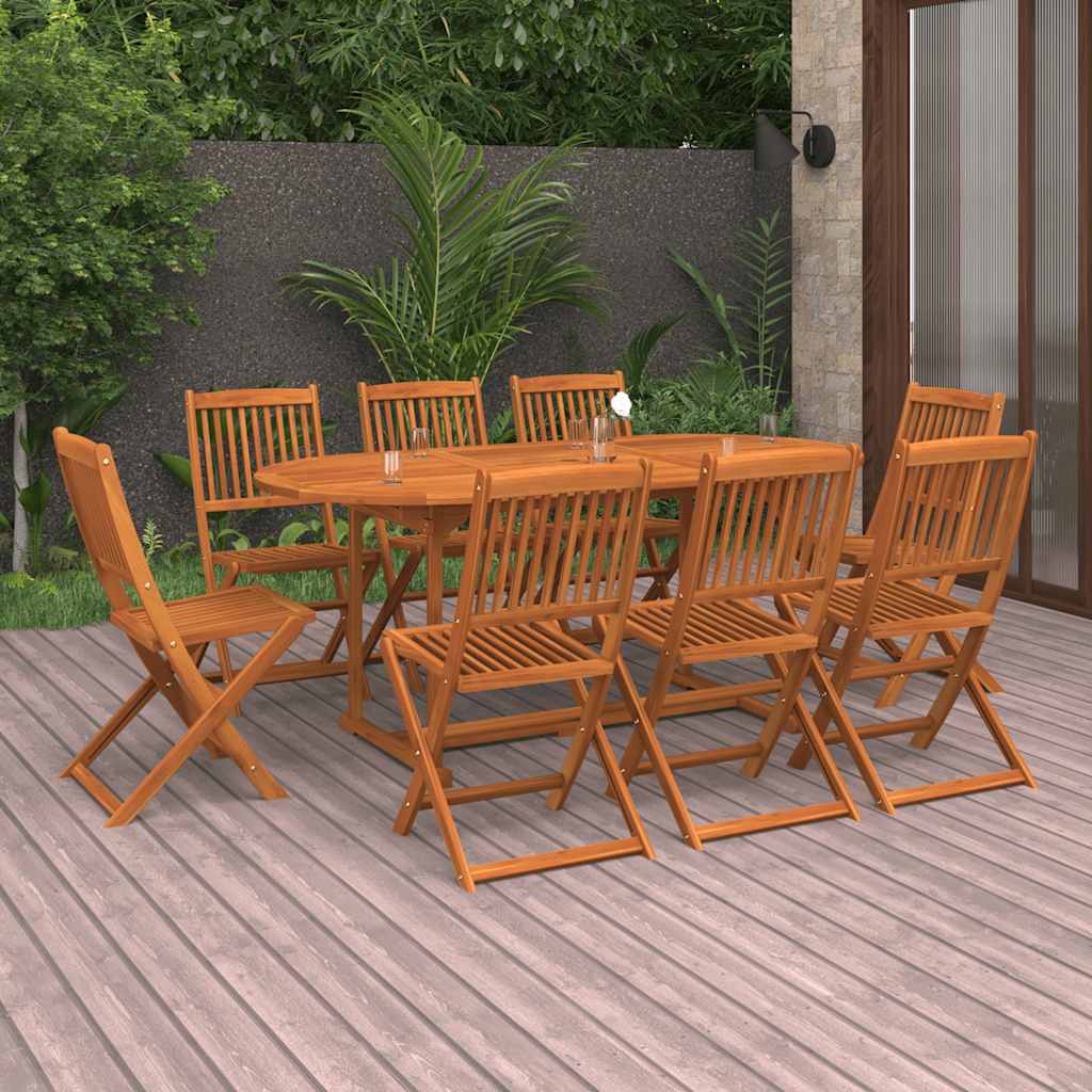 9 Pcs conj. de jantar para jardim 180x90x75 cm acácia maciça