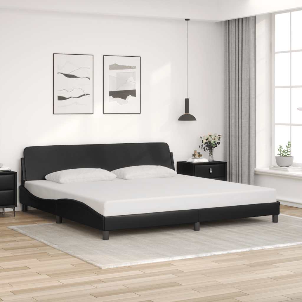 Estrutura de cama dover 200x200 cm couro artificial preto