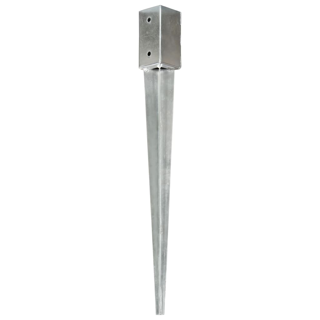 Estacas de enterrar 12 pcs 7x7x75 cm aço galvanizado prateado