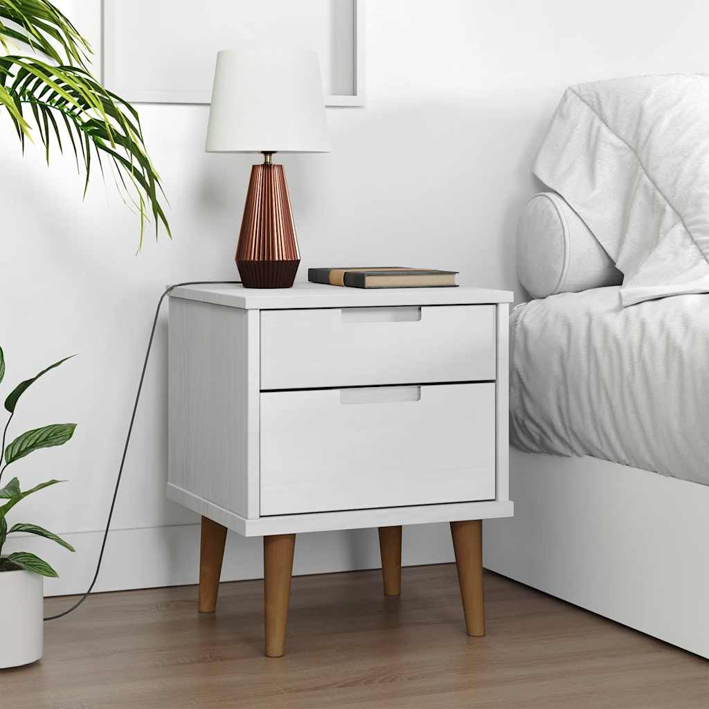 Mesa de cabeceira molde 40x35x48 cm pinho maciço branco