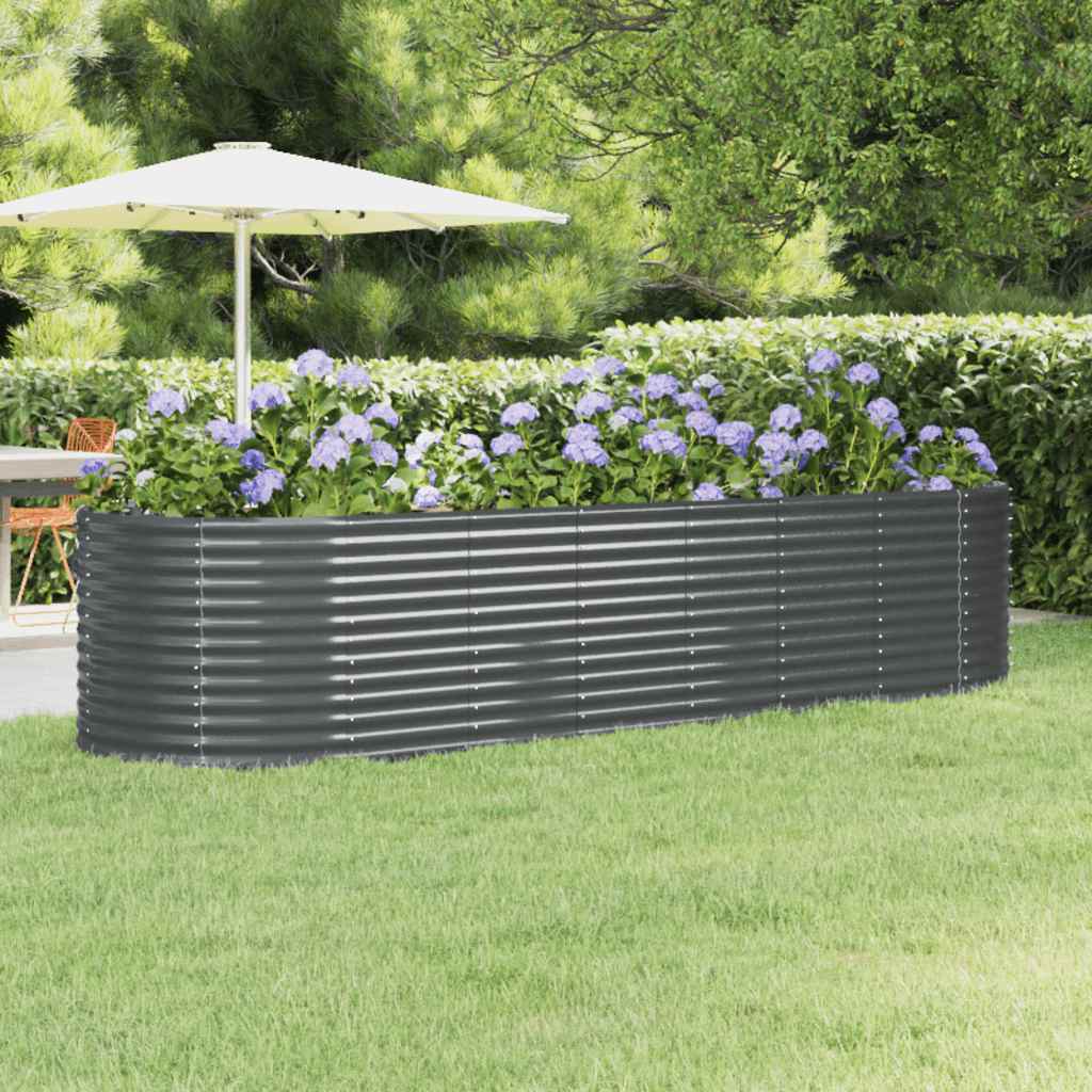 Canteiro elevado jardim 322x100x68 aço galvanizado antracite