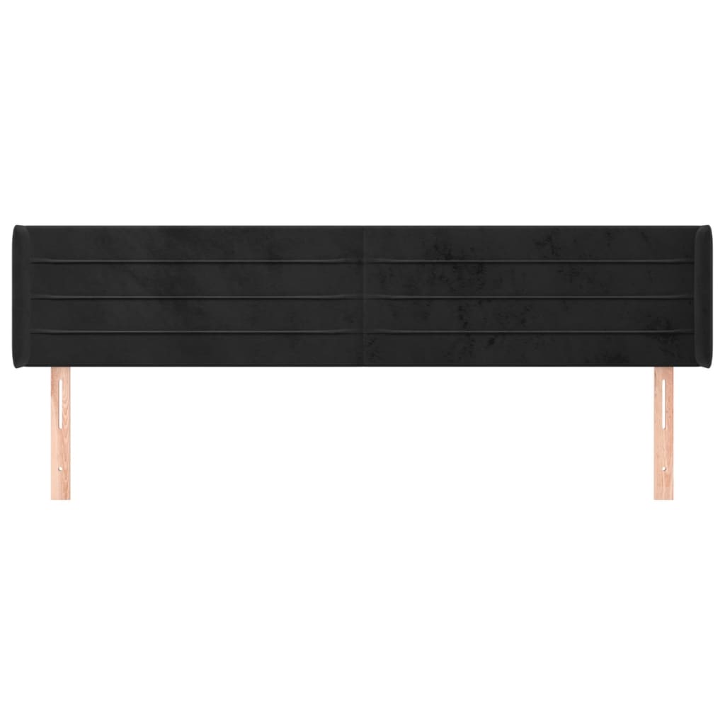 Cabeceira de cama c/ abas veludo 203x16x78/88 cm preto