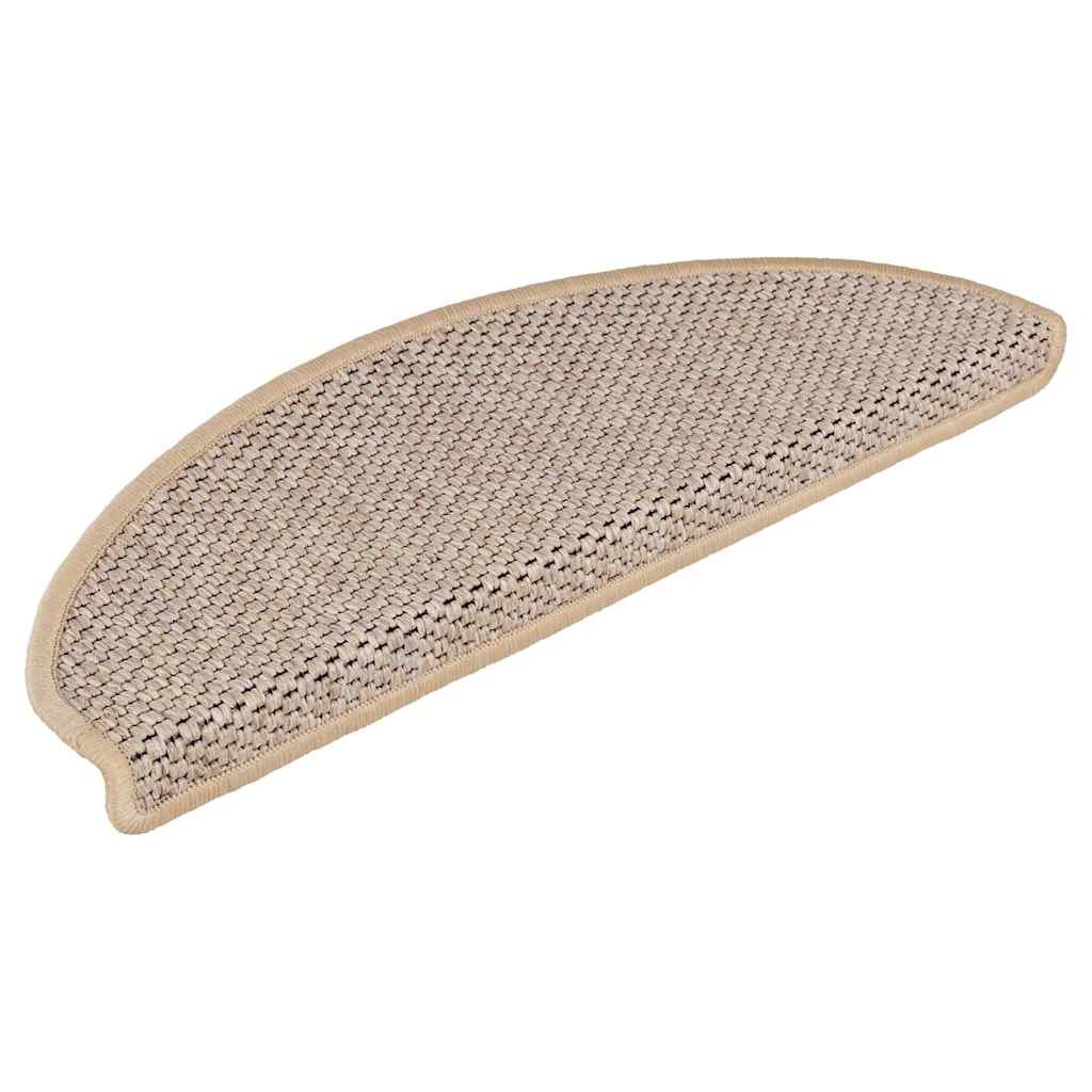 Tapetes escada adesivos aspeto sisal 30pcs 65x21x4cm bege-claro