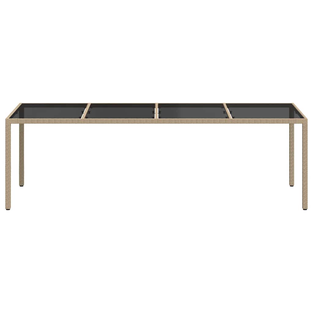 Mesa de jardim 250x100x75 cm vidro temperado e vime PE bege