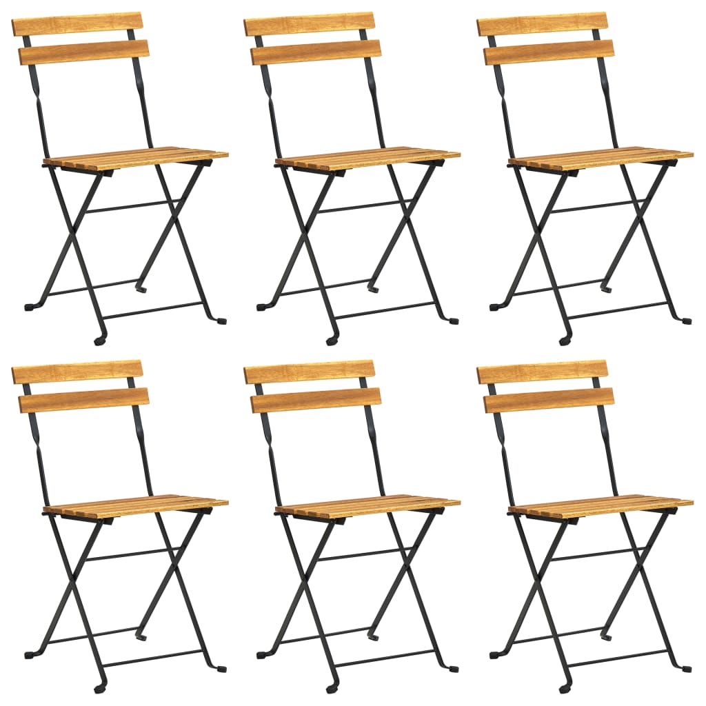 7 Pcs conjunto dobrável de jantar p/ jardim acácia maciça