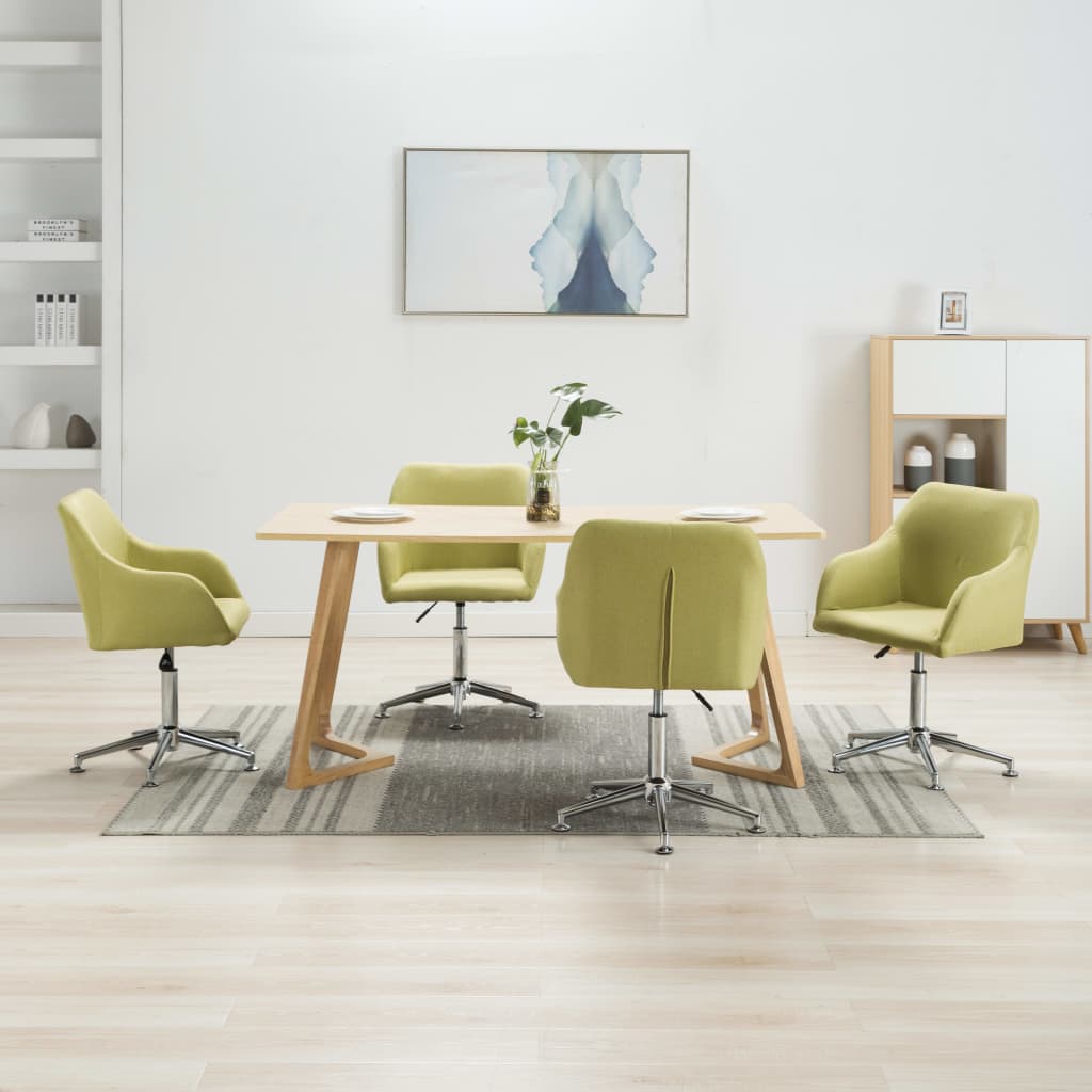Cadeiras de jantar giratórias 4 pcs tecido verde