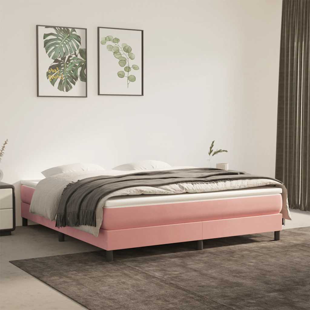 Colchão de molas ensacadas firmeza média 160x220x20 cm veludo rosa