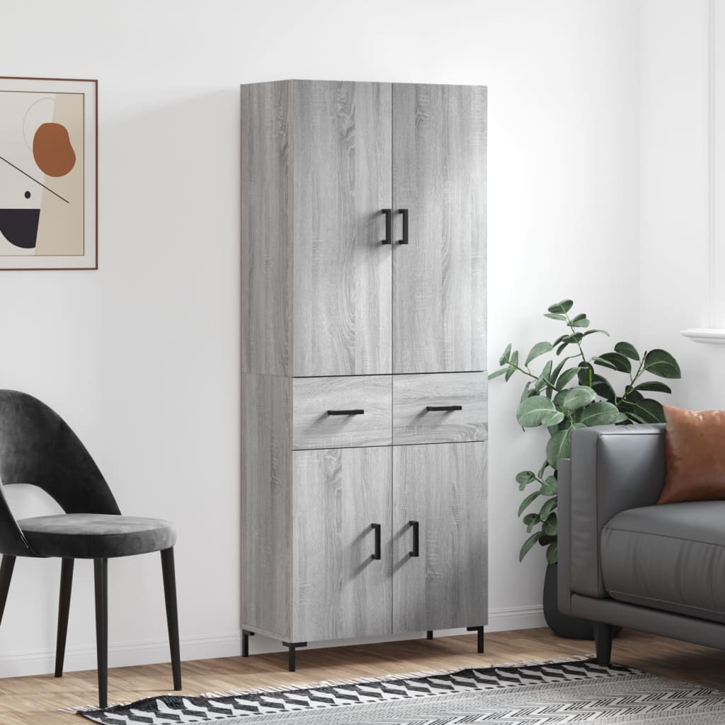 Armário alto 69,5x34x180 cm derivados de madeira sonoma cinza