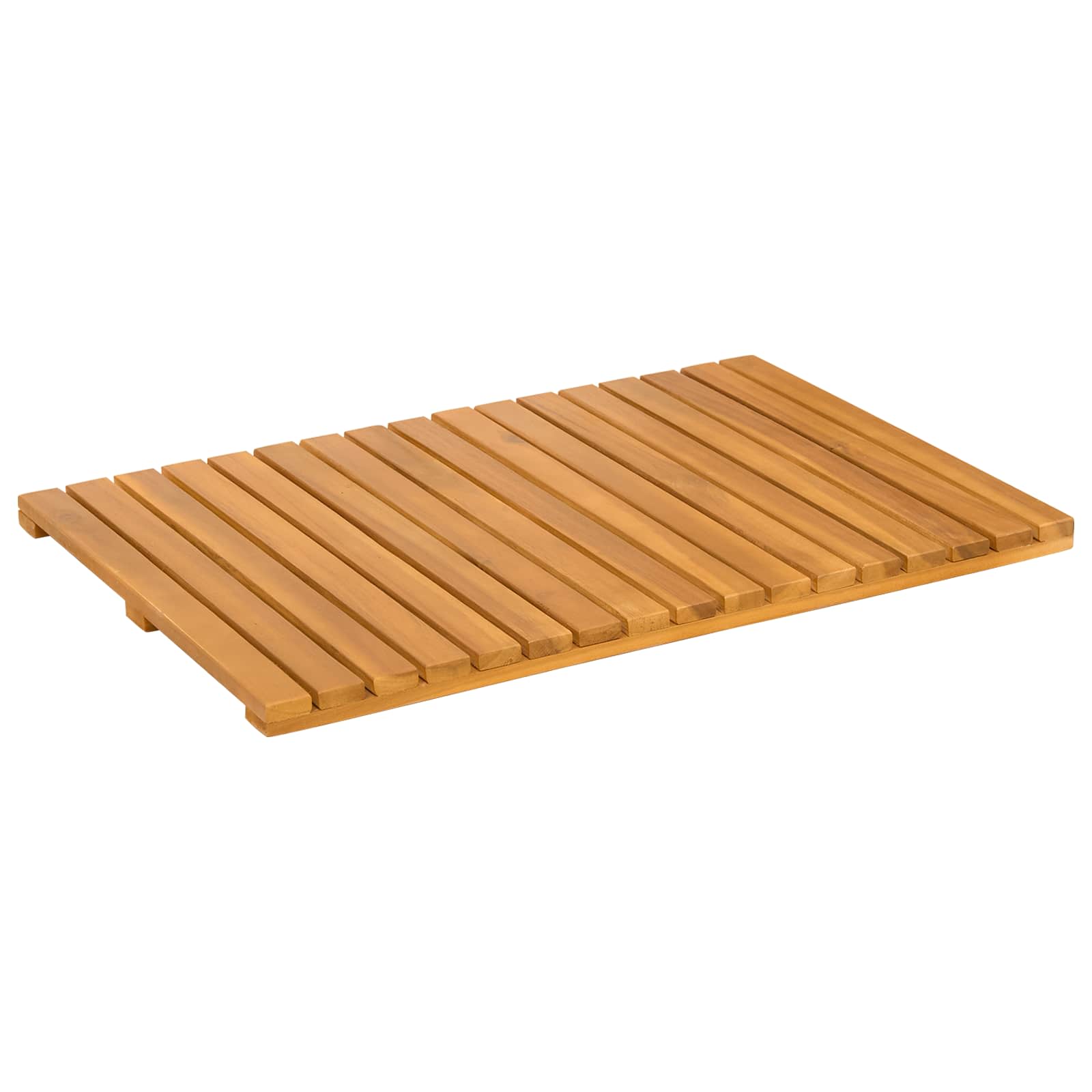 Tapete de banho castanho 60 x 40 cm madeira sólida de acácia